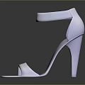 White High Heel Sandals With Ankle Strap Open Toe On Black Smooth Surface With Reflection 3d model