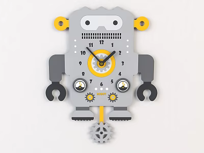 Modern clock children cartoon clock pendant 3d model