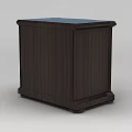 Technology Exhibition Hall Displaying Traditional Brown Wooden Nightstand With Three Drawers And Metal Handles