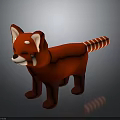 Red Panda Plush Toy With Red Fur White Facial Markings And Striped Tail