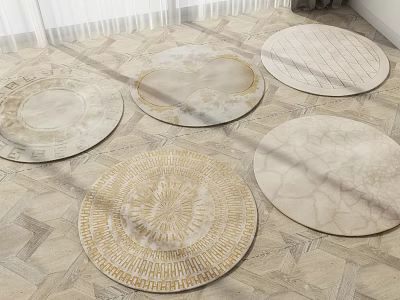 Elegant Round Rugs With Various Patterns And Soft Tones For Home Interiors 3d model