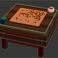 Wooden Gaming Table With Go Board Black White Stones And Storage Compartments