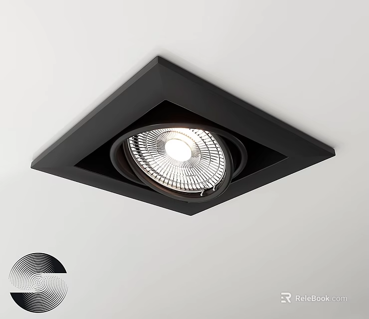 Modern Square Recessed Downlight Spotlight With Black Frame For Ceiling Lighting Fixture 3d model 
