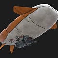 Detailed White Airship Bottom Featuring Orange Tail Fin And Complex Mechanical Structure 3d model