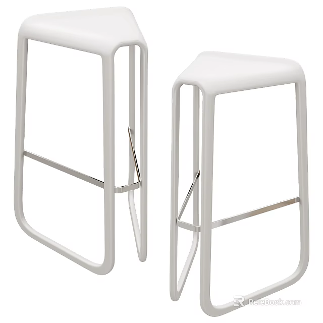 White Modern Bar Stools With Sleek Metal Frame And Minimalist Design 3d model 