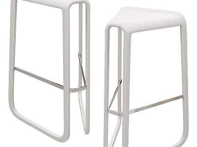 White Modern Bar Stools With Sleek Metal Frame And Minimalist Design 3d model