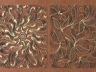 Chinese Ethnic Style Metal Carved Traditional Pattern Ethnic Decorative Plant Pattern 3d model