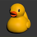 Yellow Rubber Duck Toy with Orange Beak and Black Eyes as Bath Plaything for Kids