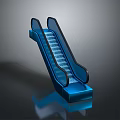 Modern Blue Escalator Design With Transparent Handrails Blue Steps And Shiny Base