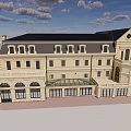 European Style Semi Detached Villa With Symmetrical Design And Central Fountain