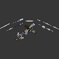 Sci Fi Mechanical Weapons With Various Shapes Structures And White Blue Yellow Black Colors 3d model