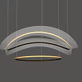 Modern Chandelier with Multi layered Circular Rings and Sleek Illuminated Metal Frame Design