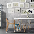 Nordic Dining Table and Chair Combination 3d model