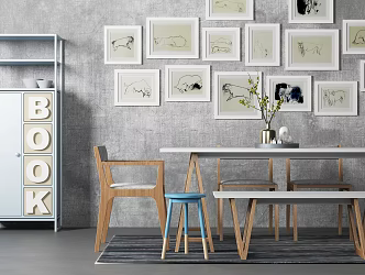 Nordic Dining Table and Chair Combination 3d model