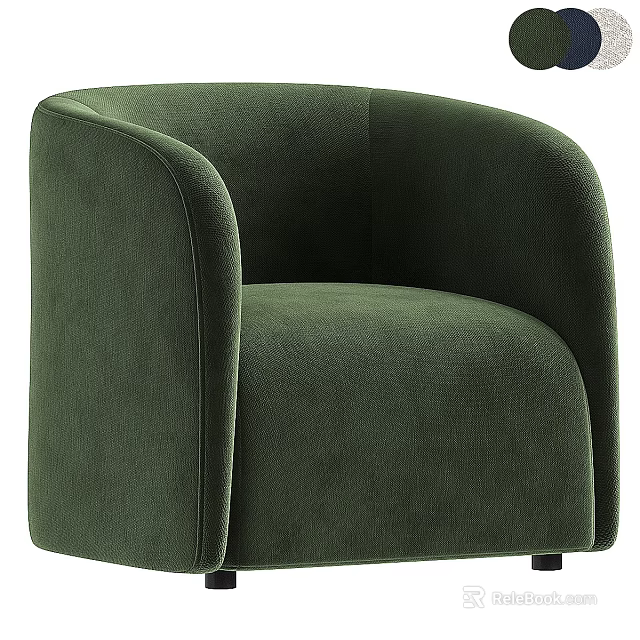 Modern Green Velvet Sofa and Coffee Table Set With Curved Armrest Design 3d model 