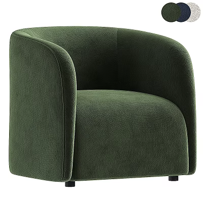 Modern Green Velvet Sofa and Coffee Table Set With Curved Armrest Design 3d model