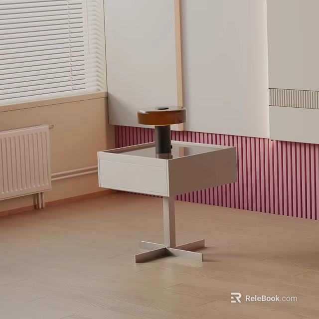 Modern Minimalist Nightstand With Metal Frame White Drawer And Sleek Wooden Top 3d model 