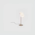 Modern Table Lamp With Curved Metal Stand And Pleated White Shade Emitting Soft Glowing Light