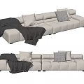 Modern White Two Seater Sofa With Soft Pillows Gray Blanket And Elegant Design 3d model