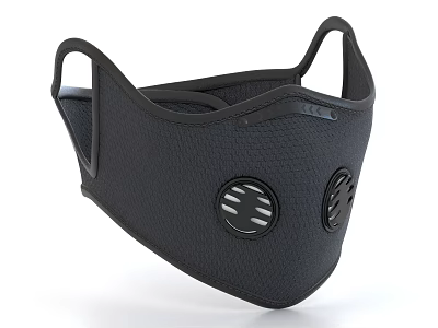 Black Medical Protective Mask With Dual Breathing Valves And Comfortable Fit Design 3d model