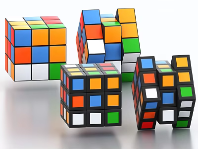 Colorful Geometric Rubik's Cube Decorative Ornament Set For Home Tabletop 3d model