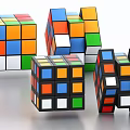 Colorful Geometric Rubik's Cube Decorative Ornament Set For Home Tabletop