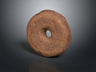 Natural Stone Wood Circular Decorative Piece With Central Hole And Textured Surface Design 3d model