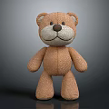 Brown Plush Teddy Bear Stuffed Doll With Cute Face And Soft Material 3d model