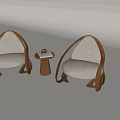 Modern Lounge Chairs With Wooden Frames Light Colored Cushions And Small Side Table