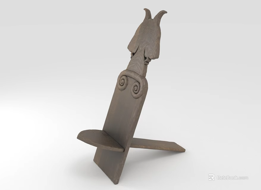 Handcrafted Wooden Decorative Stand With Animal Head Top And Spiral Patterns 3d model 