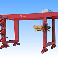 Red Industrial Gantry Crane With Ladder Access And Mobile Wheels For Heavy Duty Cargo Lifting