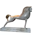 Modern Decorative Ornament Set With Green Horse Shaped Figurine And Metal Base