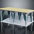 Outdoor Canopy Structure With Yellow Roof White Frame Green Curtains And White Sofas Coffee Table