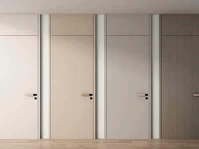 Modern Home Interior Hinged Doors With Wood Grain Finish And Simple Design 3d model