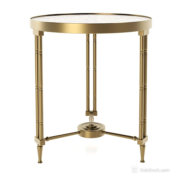 Brass Coffee Table with Bamboo Style Legs and Round Top for Modern Elegant Living Room 3d model 