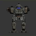 Heavy Duty Mechanical Robot Character With Gray Armor And Blue Screen