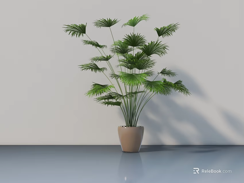 Green Leafy Bonsai Plant In Beige Pot For Modern Indoor Decoration 3d model 
