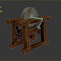 Traditional Stone Mill Grinding Equipment With Sturdy Wooden Stand Base