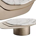 Elegant Modern Coffee Table With White Marble Top And Metal Base Structure 3d model