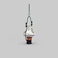 Vintage Style Chandelier With Black Metal Frame Swirl Designs And Silver Lampshade