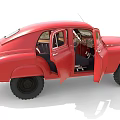Red Retro Style Car With Open Doors And Classic Design 3d model