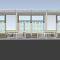 Traditional Pattern Glass Window Bus Stop With Roofed Structure Benches And Trash Bins