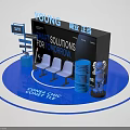 Business Check in Photo Spot With Smart Solutions Conference Blue Seats And Human Figure Standee