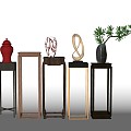 New Chinese Style Flower Table Side Table Plant Vase Decoration Side Cabinet 3d model