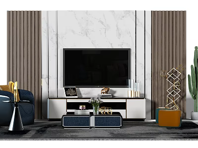 Light luxury background wall TV wall 3d model