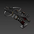 Mechanical Crossbow With Metal Components Golden Accents Black Gold Color Scheme Intricate Structure