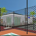 WellMaintained Soccer Field With Green Grass White Lines Palm Trees Light Poles And Red Track