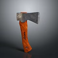 Schrade Axe Weapon with Wooden Handle and Sharp Metal Blade Design 3d model