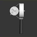 Stainless Steel Mechanical Gauge With Circular Dial And Rotating Blades On Metal Pole