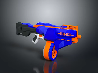 Blue And Orange NINPLUS Toy Gun With Geometric Design And Black Handle 3d model